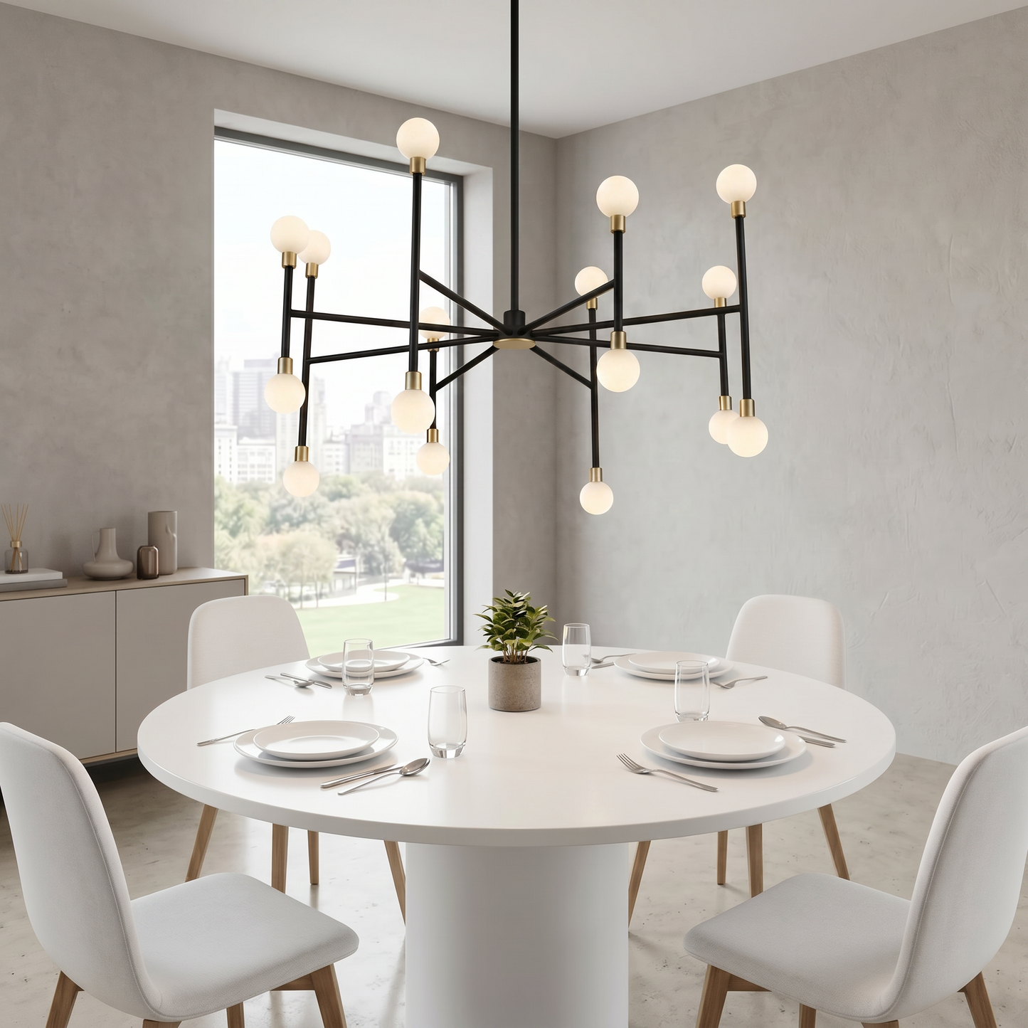 Lampe à suspension lustre LED avec 16 ampoules G9 48W 3000K