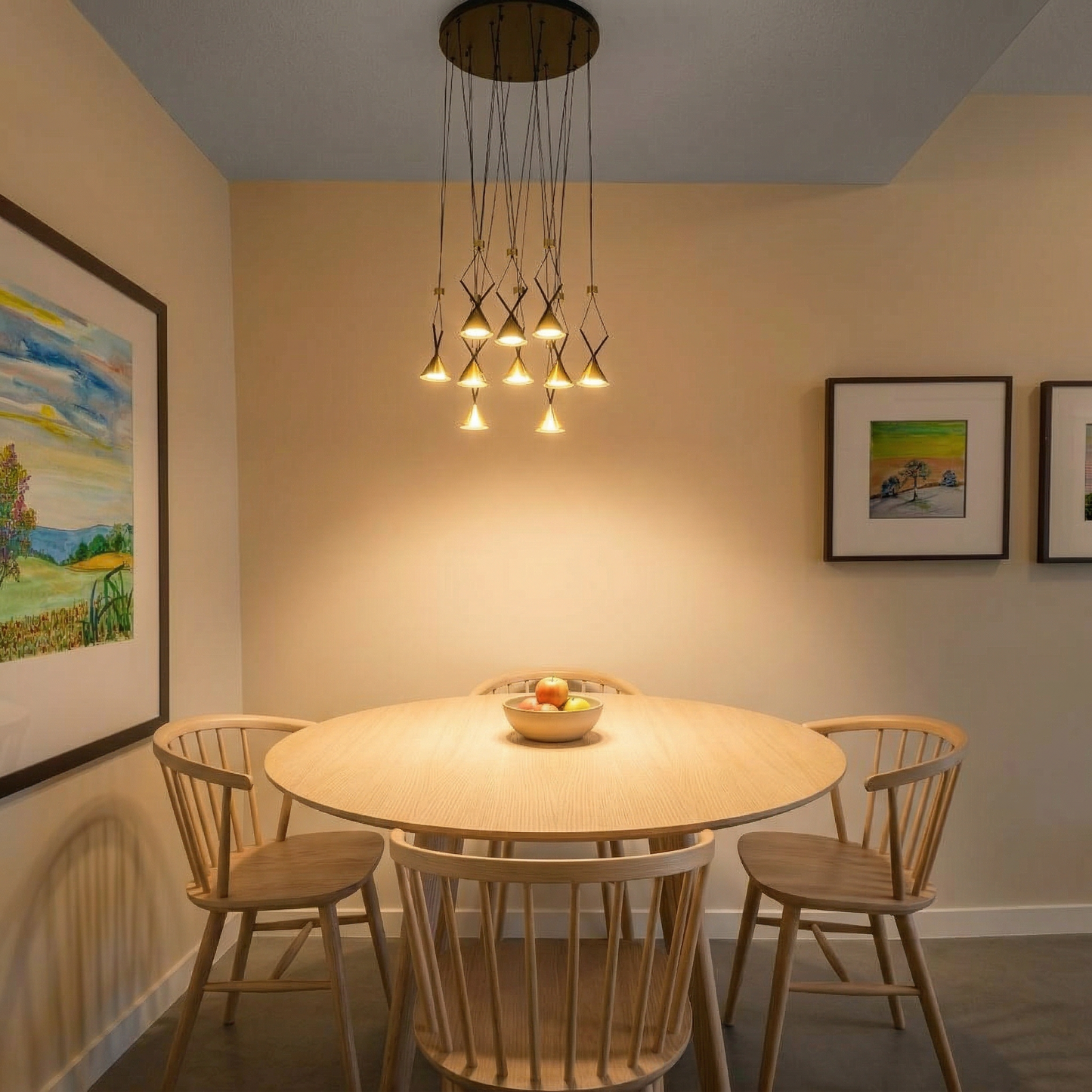 Edit Candeeiro Suspenso LED com 10 Focos 30W 3000K em Preto e Dourado