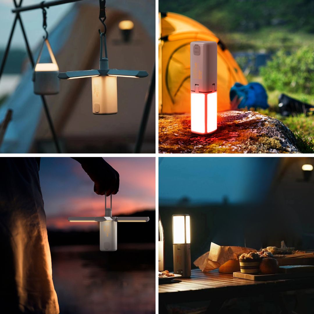 Linterna LED de Camping Plegable 8W Recargable con Power Bank IPX5