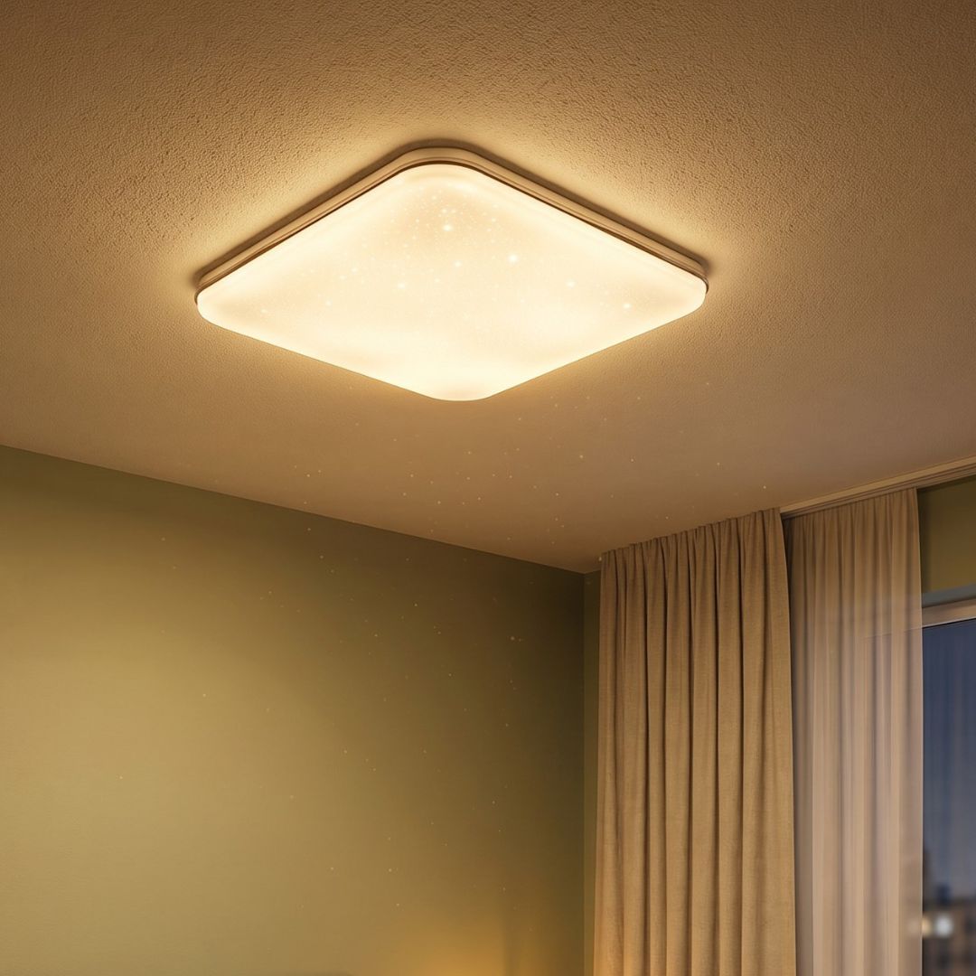 Plafón LED 72W Moderno y Regulable Tono e Intensidad con Mando - Blanco y Cromado