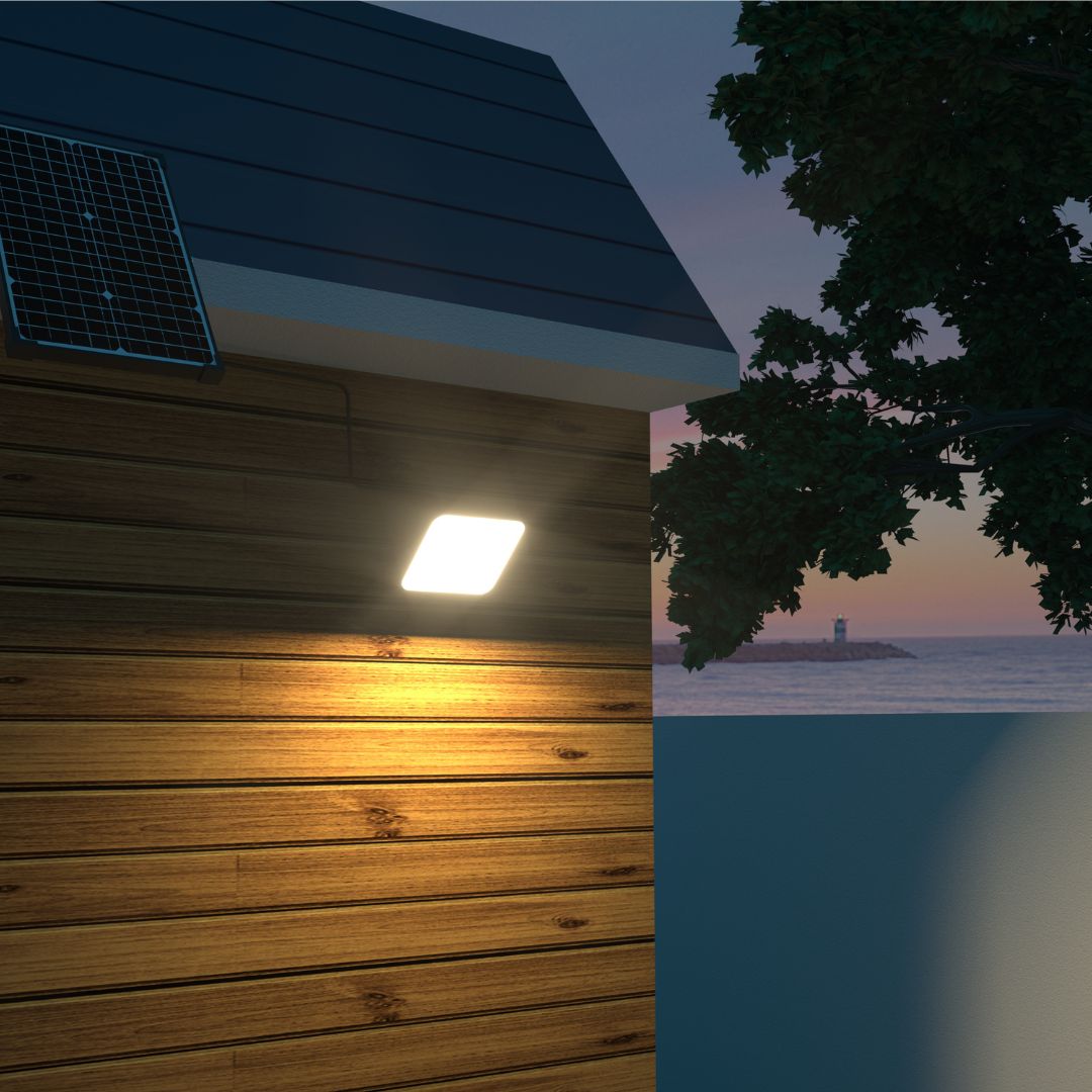 Proyector LED Solar 10W IP65 con Sensor, Panel Solar y CCT ajustable con Mando