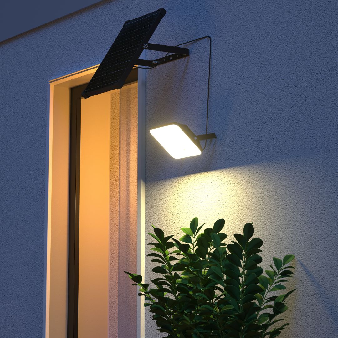 Proyector LED Solar 10W IP65 con Sensor, Panel Solar y CCT ajustable con Mando