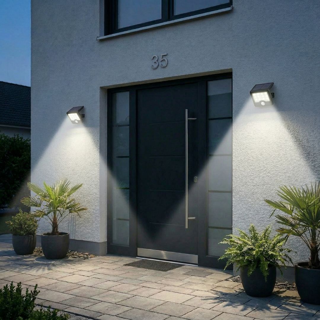 Projecteur LED Solaire 30W 4000K avec Crépuscule et Capteur de Mouvement IP65