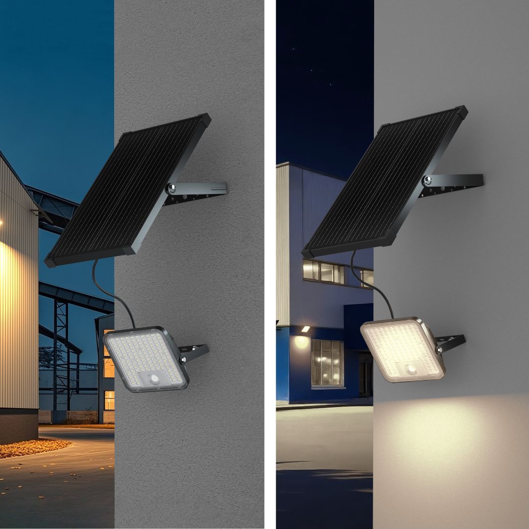 Projecteur LED Solaire 30W 4000K avec Crépuscule et Capteur de Mouvement IP65