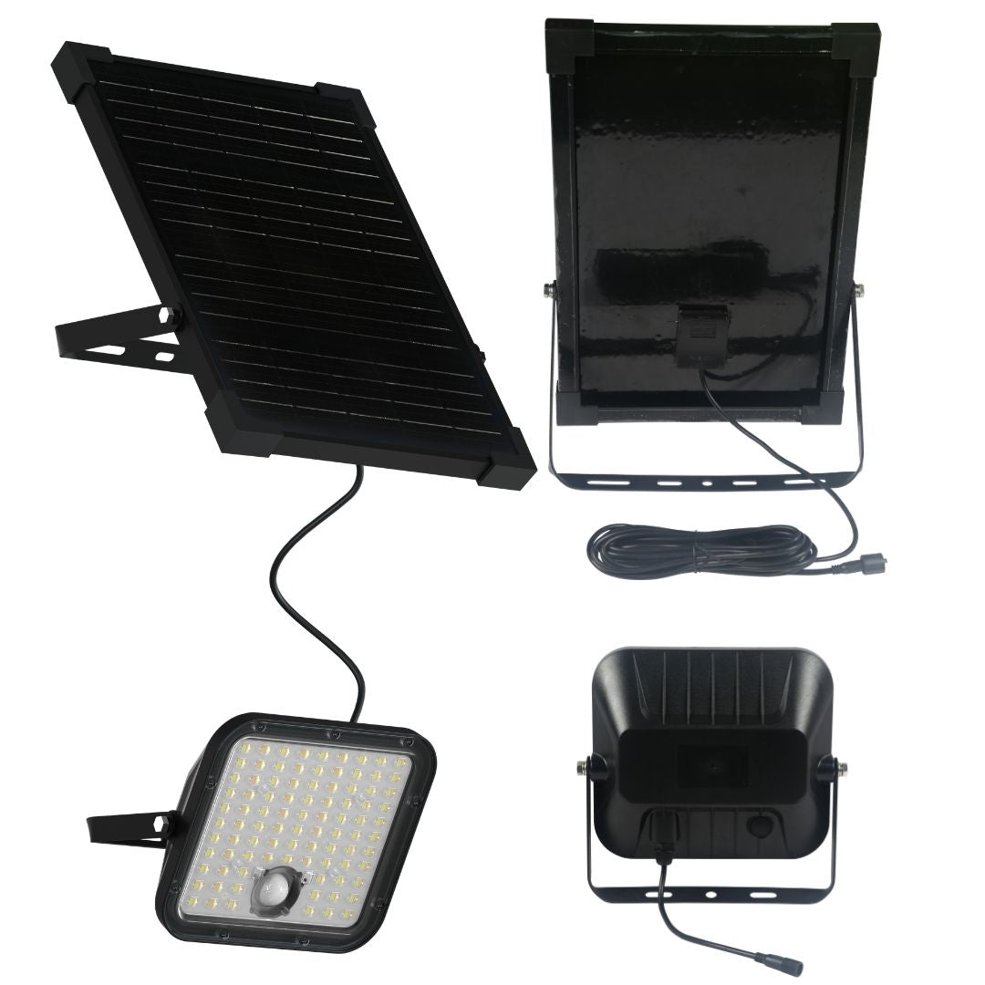 Projecteur LED Solaire 30W 4000K avec Crépuscule et Capteur de Mouvement IP65