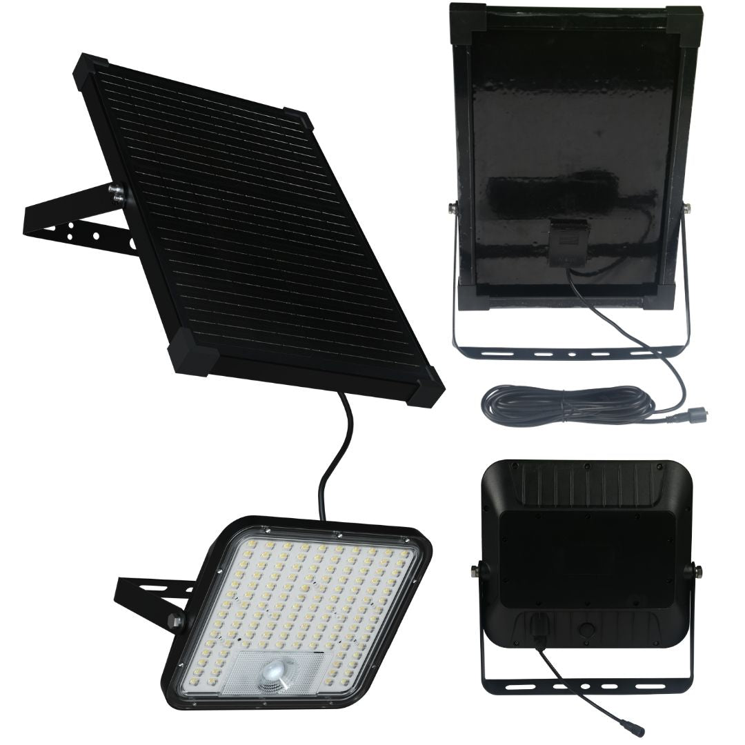 Proyector LED Solar 60W IP65 con Sensor, Panel Solar y CCT ajustable con Mando