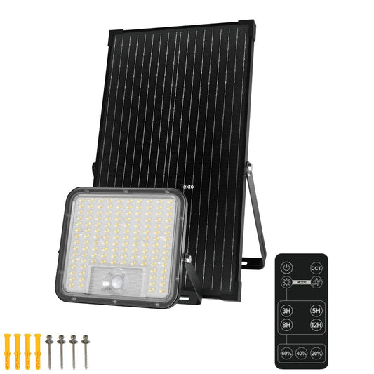 Projecteur LED Solaire 30W 4000K avec Crépuscule et Capteur de Mouvement IP65