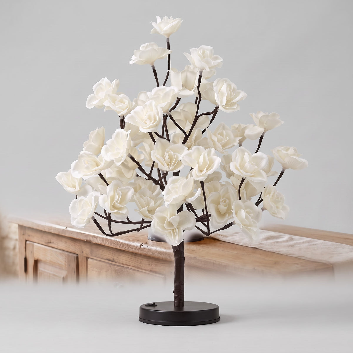 Rosal Blanco LED 45 cm con 48 Luces Cálidas a Pilas