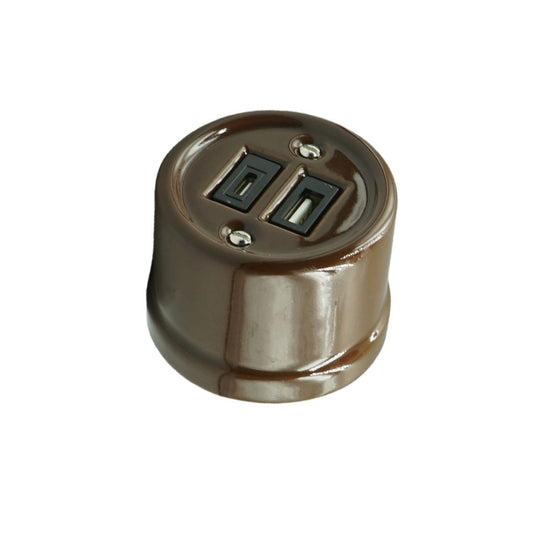 Toma USB Superficie Porcelana Marrón Tipo A + Tipo C 10 A