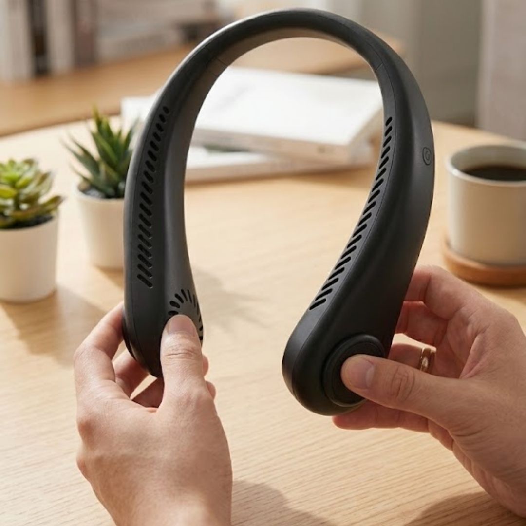 Ventilador de Cuello Recargable USB-C con Tres Niveles