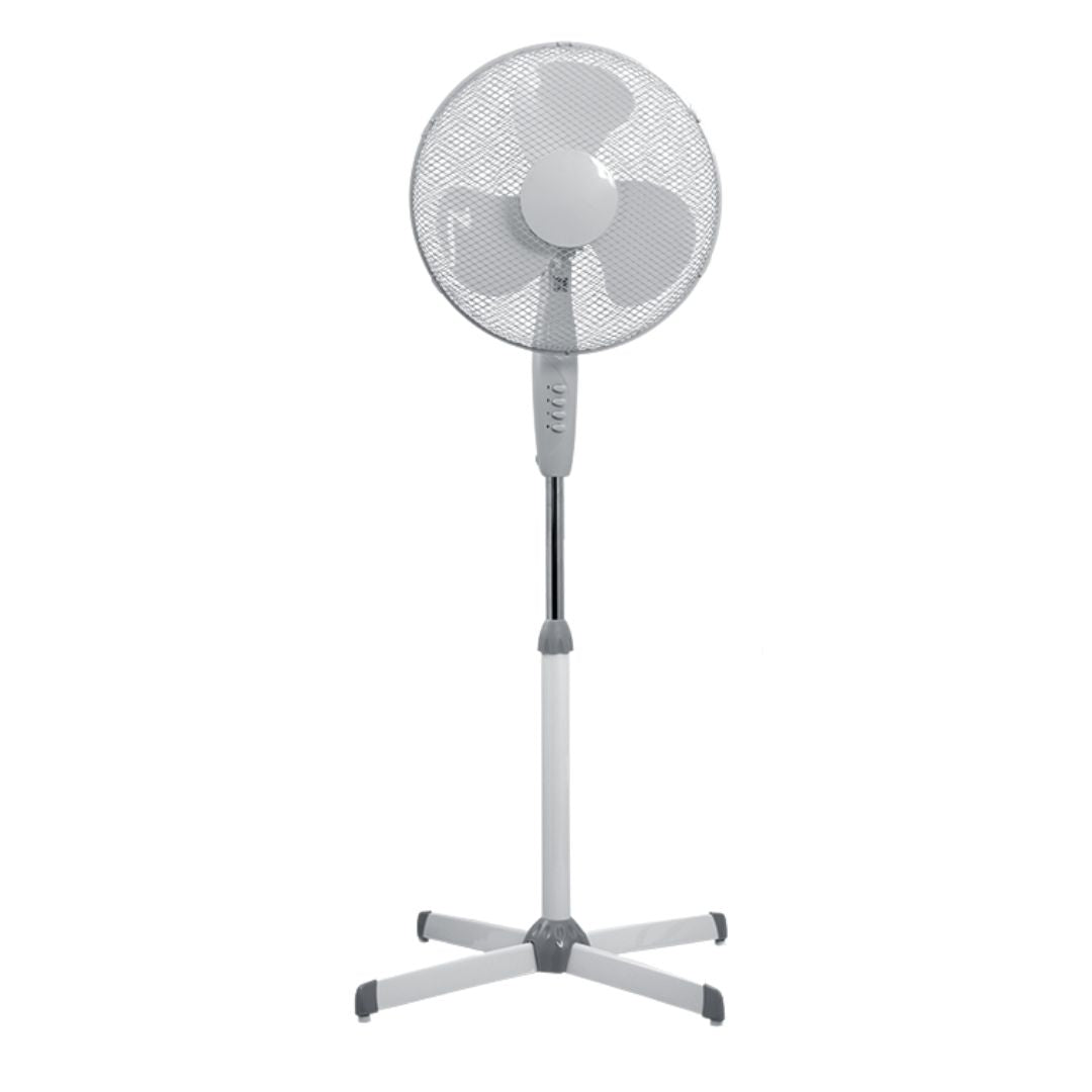 Ventilador de Pie 50W Oscilante Blanco | 3 Velocidades, Altura Ajustable y Base Estable