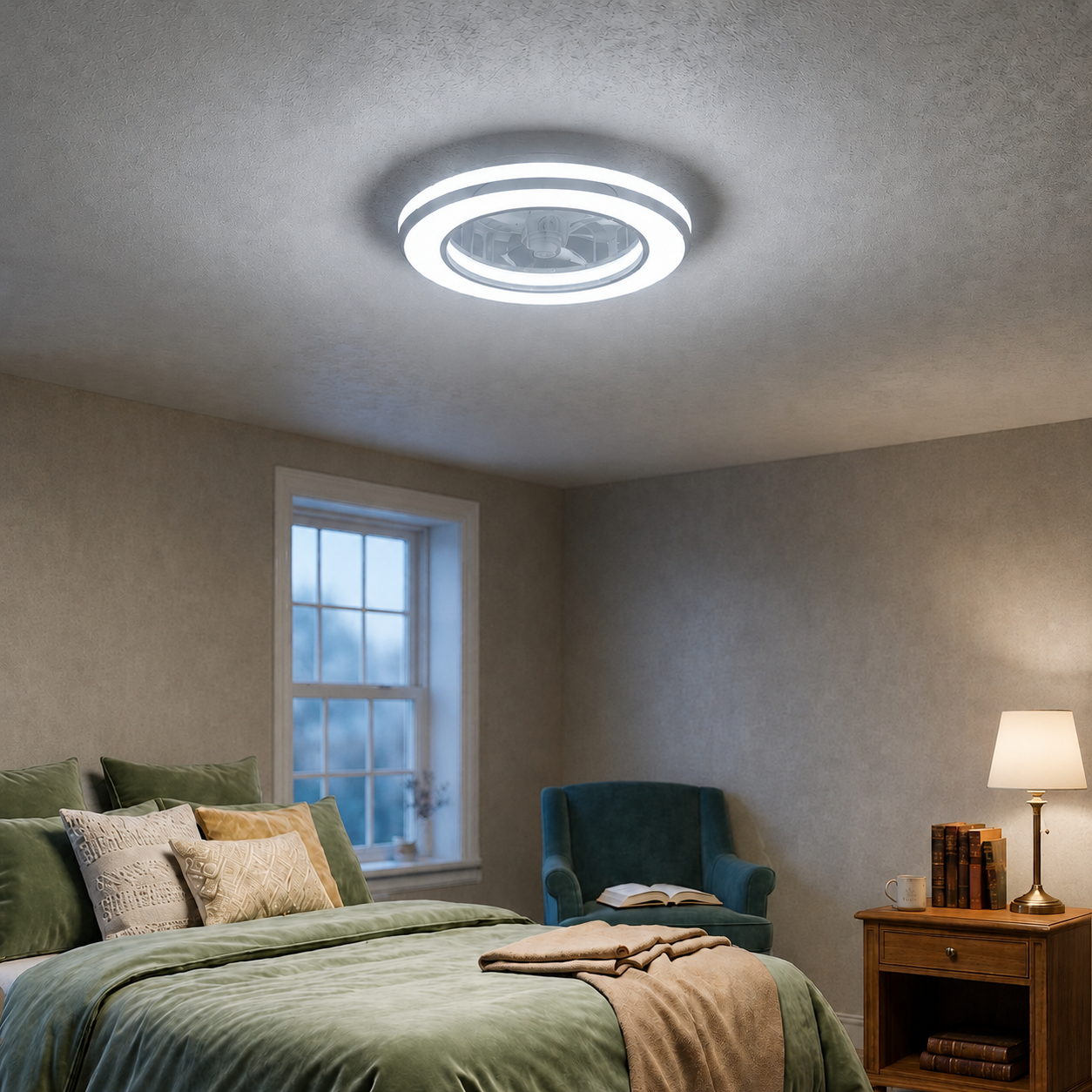 Ventilador de Techo DC LED Integrado 24W con Mando y Cambio de Tono