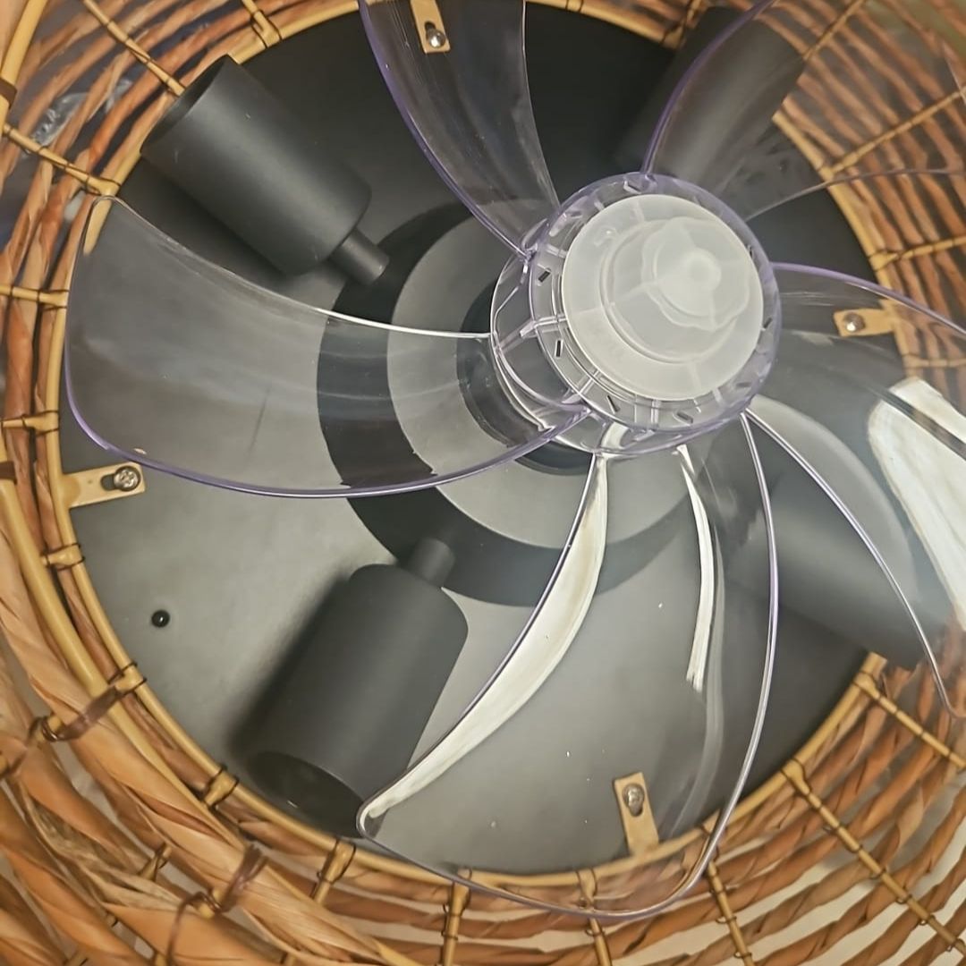 Ventilador de Techo con Luz tipo Plafón de Ratán – Motor DC y Mando a Distancia