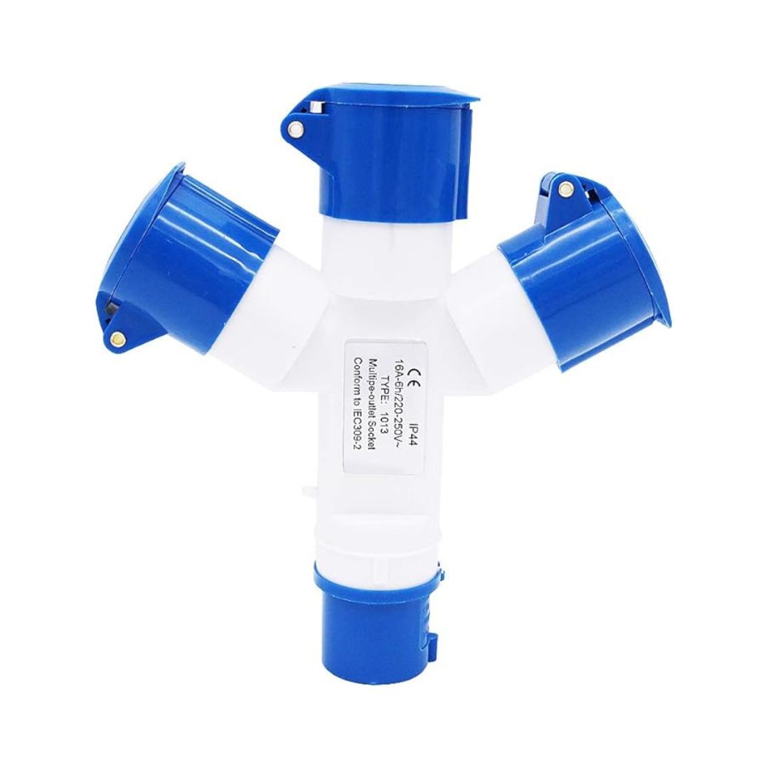 Adaptador Múltiple Industrial IP44 con 2 Tomas Schuko · 2P+TT / 3P+TT · 16A / 32A