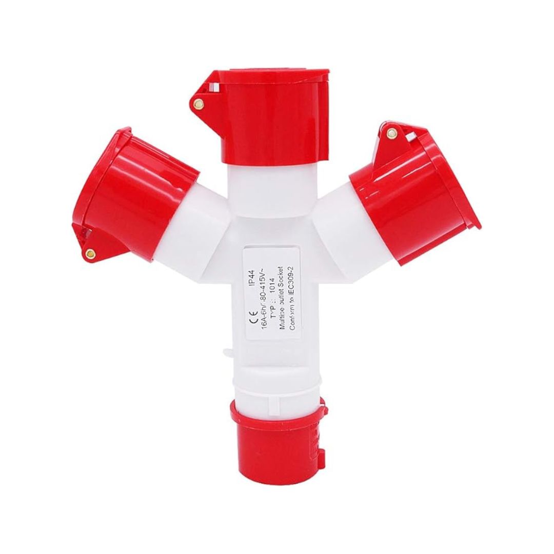 Adaptador Múltiple Industrial IP44 con 2 Tomas Schuko · 2P+TT / 3P+TT · 16A / 32A