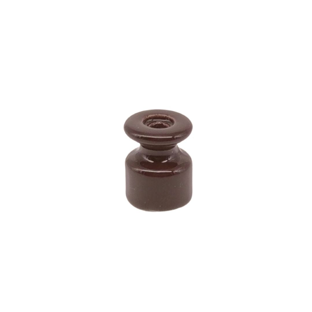 Aislador Porcelana Marrón 18x16mm para Cable Trenzado