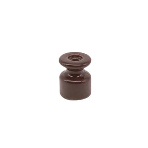 Aislador Porcelana Marrón 18x16mm para Cable Trenzado