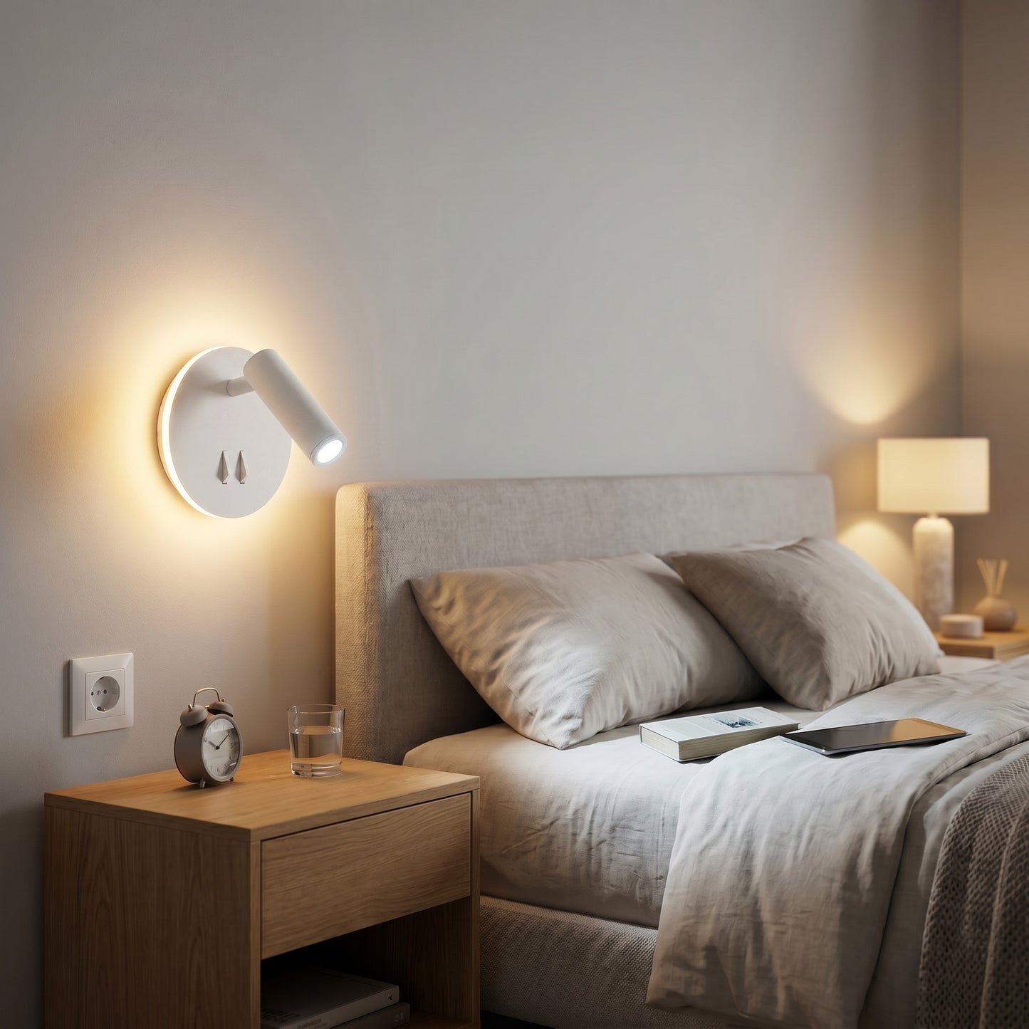 Aplique LED con interruptor 9W 3000K Luz Indirecta y Foco Orientable 6000K 1
