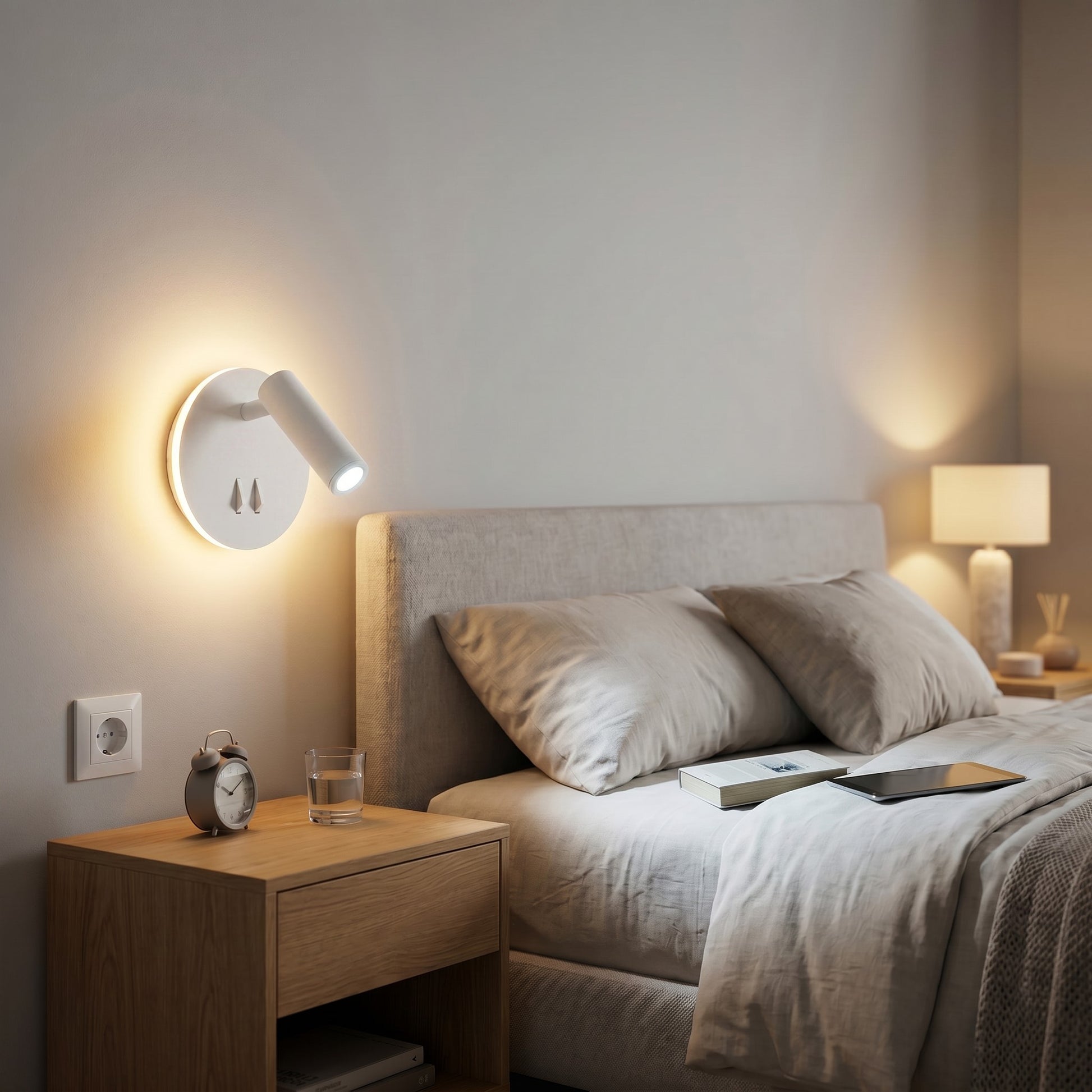 Aplique LED con interruptor 9W 3000K Luz Indirecta y Foco Orientable 6000K 1