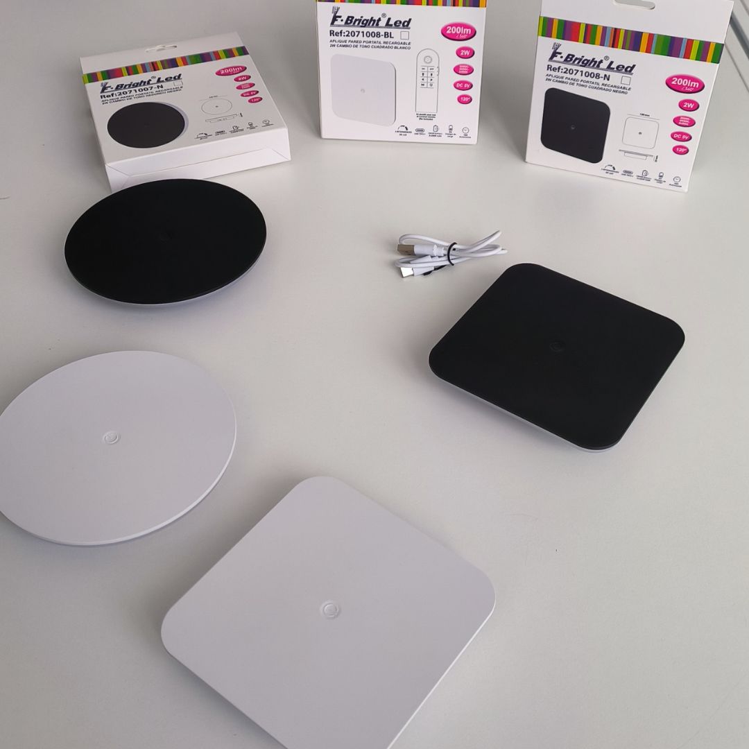 Aplique LED Recargable 2W Redondo con Cambio de Tono, Intensidad y Conexión Múltiple