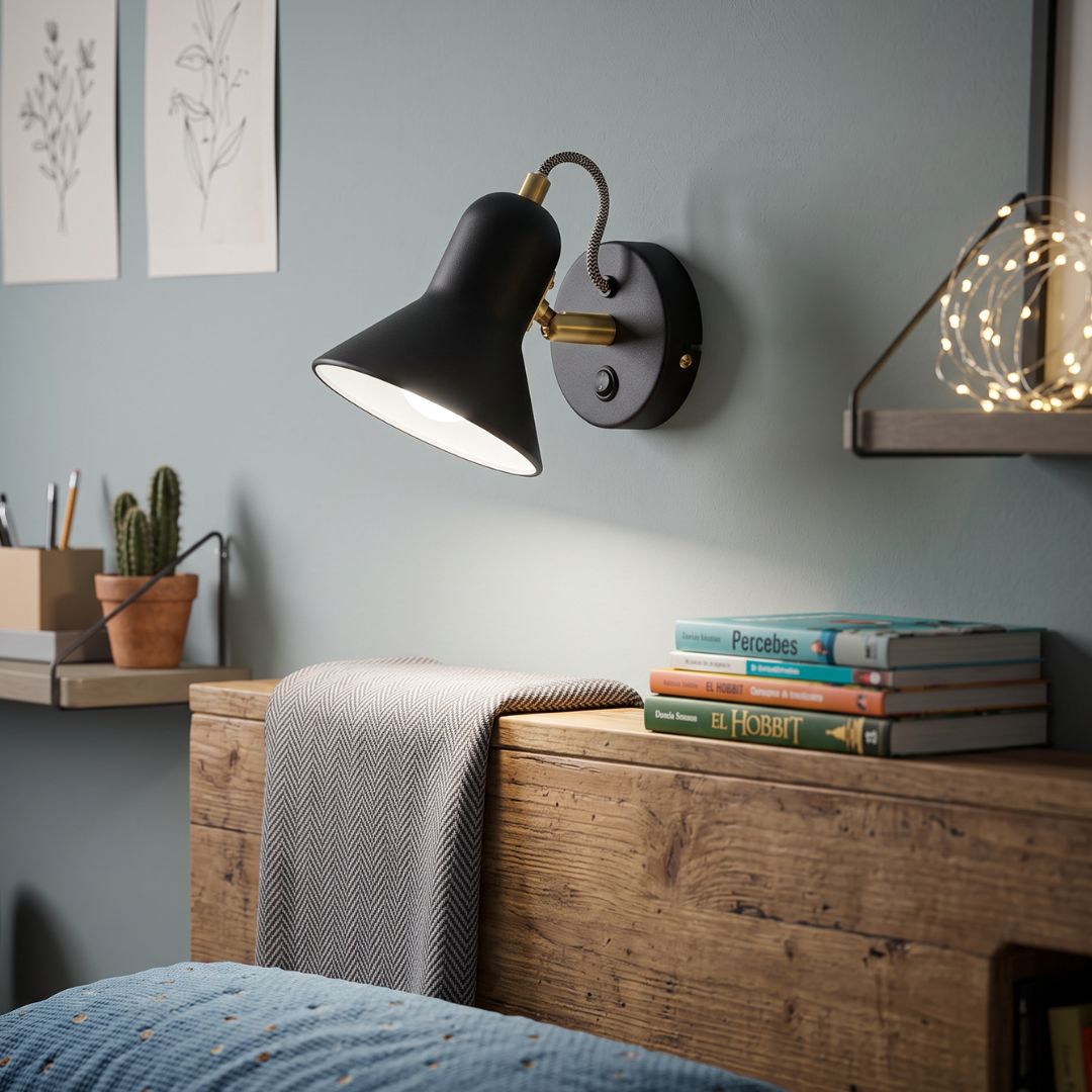 Aplique de Pared con Interruptor Direccionable de Metal
