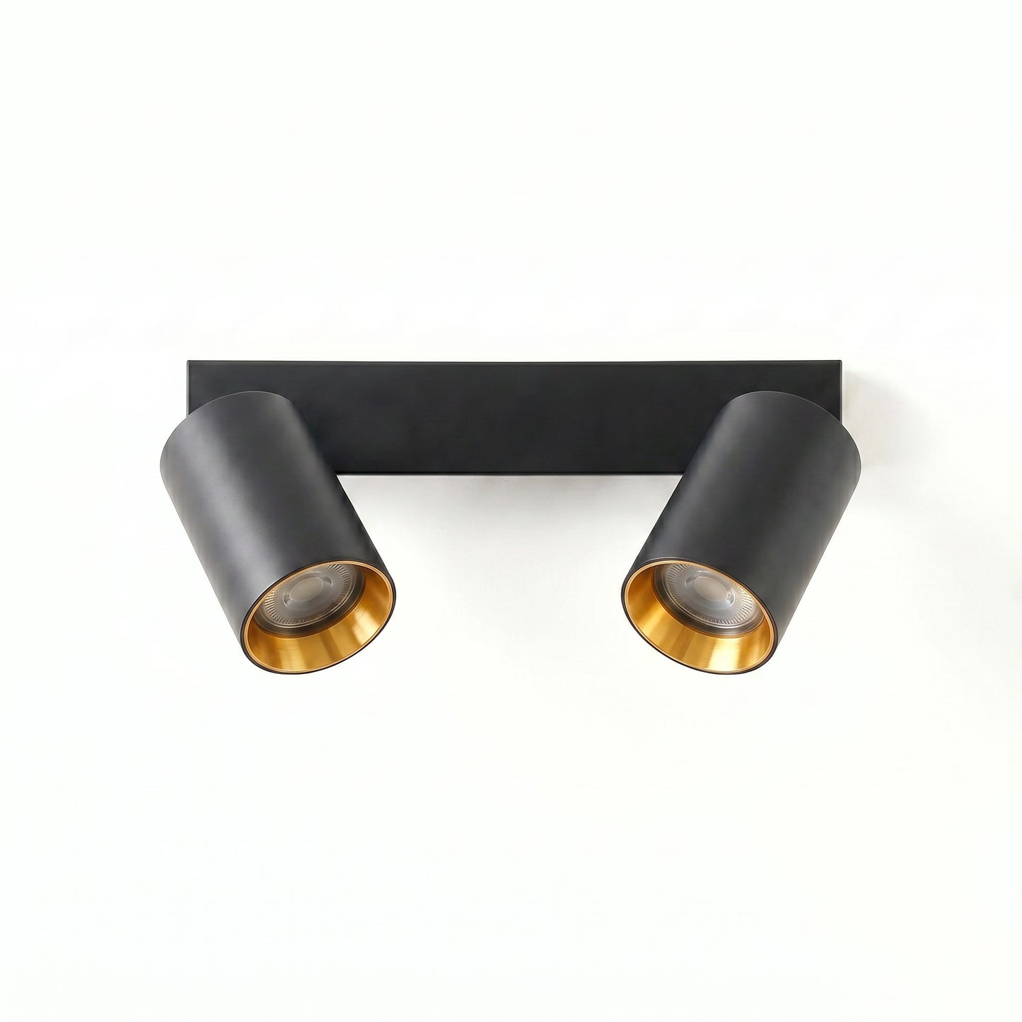 Aplique de Pared y Techo Metal 2 Focos GU10 con Aro Dorado Intercambiable