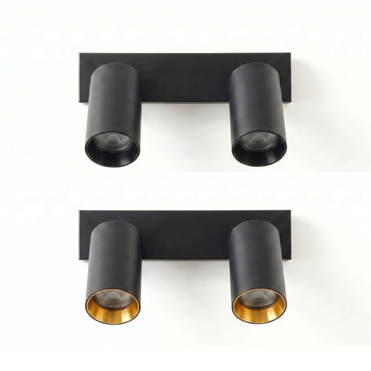 Aplique de Pared y Techo Metal 2 Focos GU10 con Aro Dorado Intercambiable