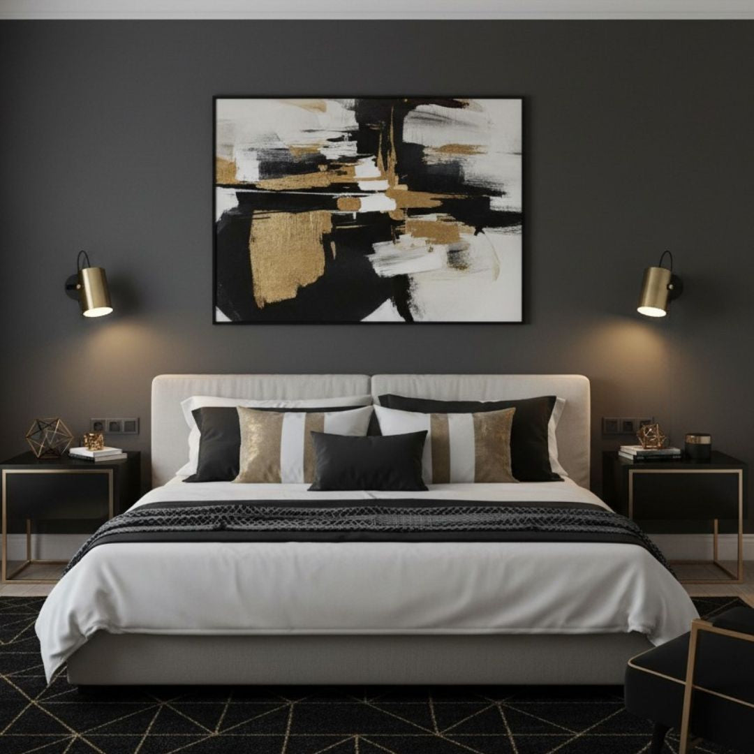 Aplique de Pared Interior Orientable de Aluminio Negro y Dorado · E27