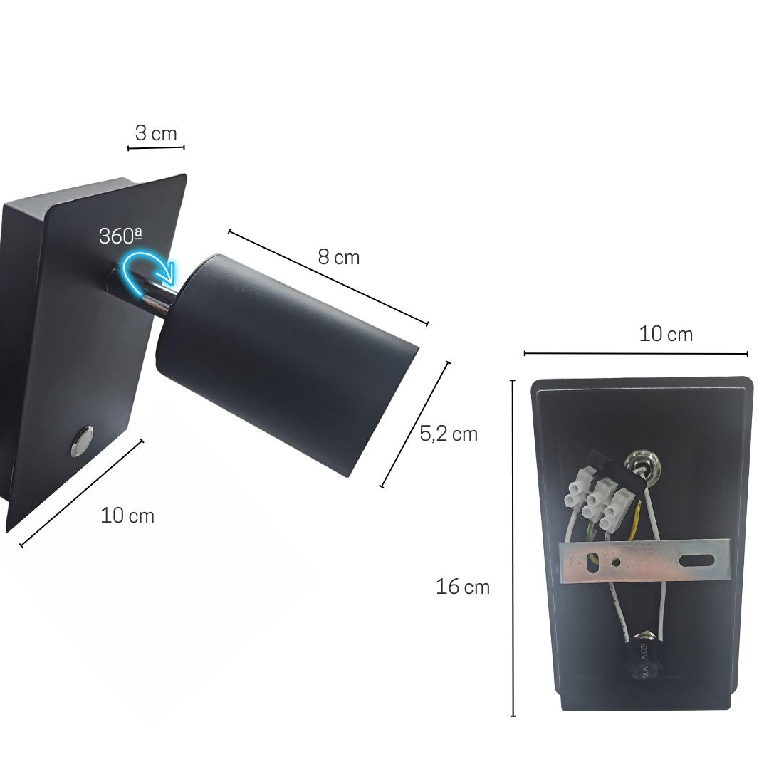 Applique murale LED GU10 orientable avec interrupteur blanc