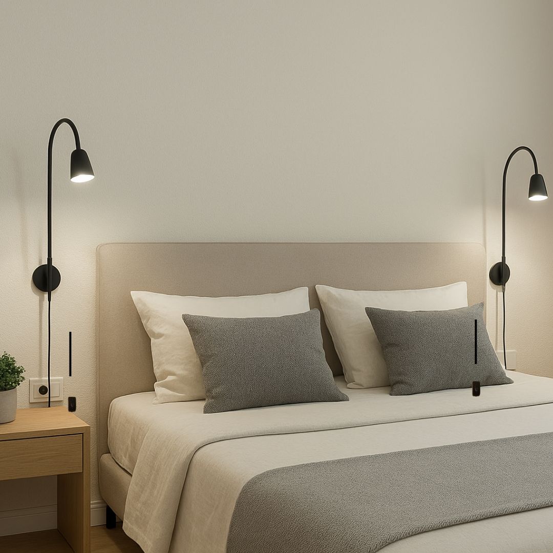 Aplique de madeira e cerâmica esmaltada com 2 focos