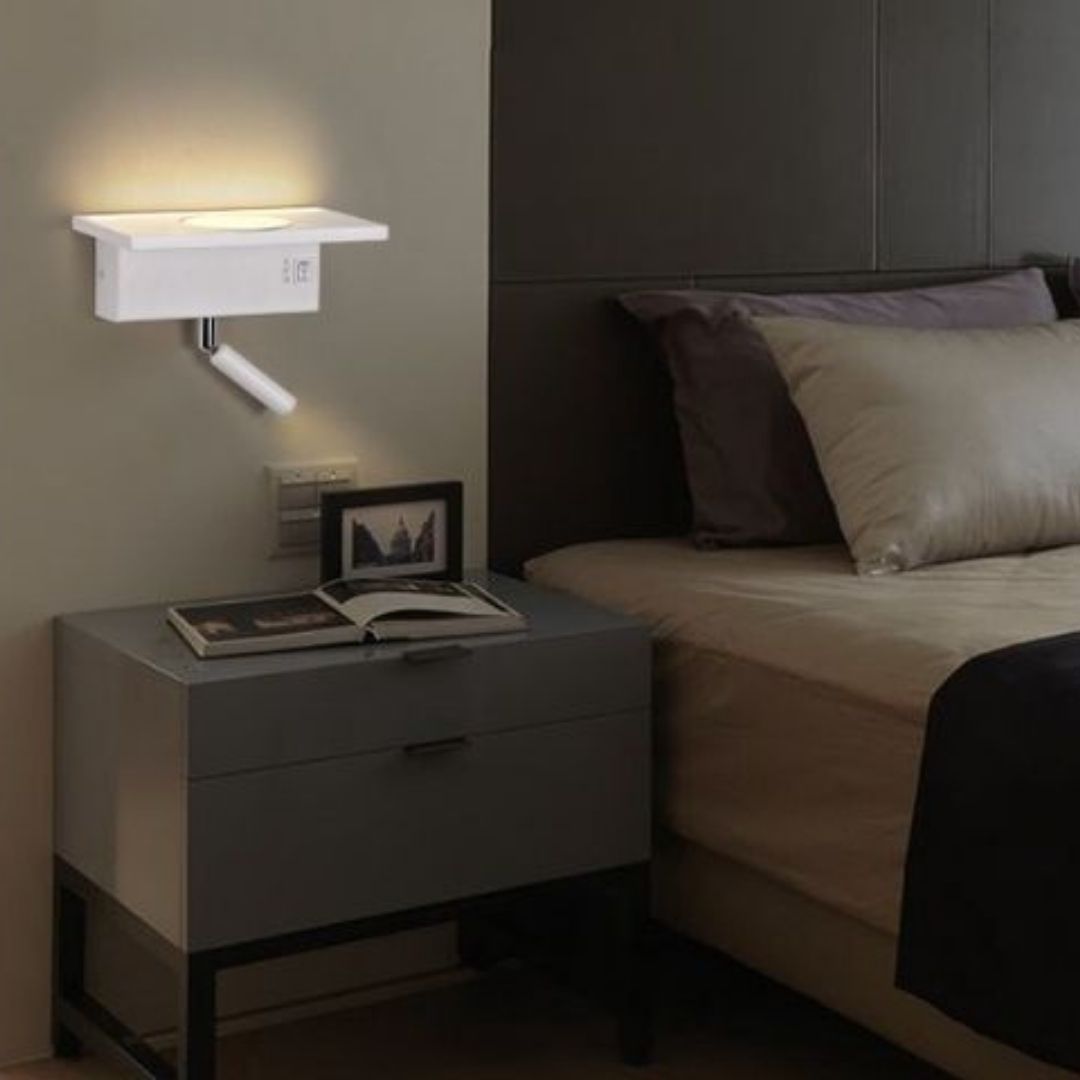 Aplique Led com Flexo, USB e Carregador Sem Fio 5+3w