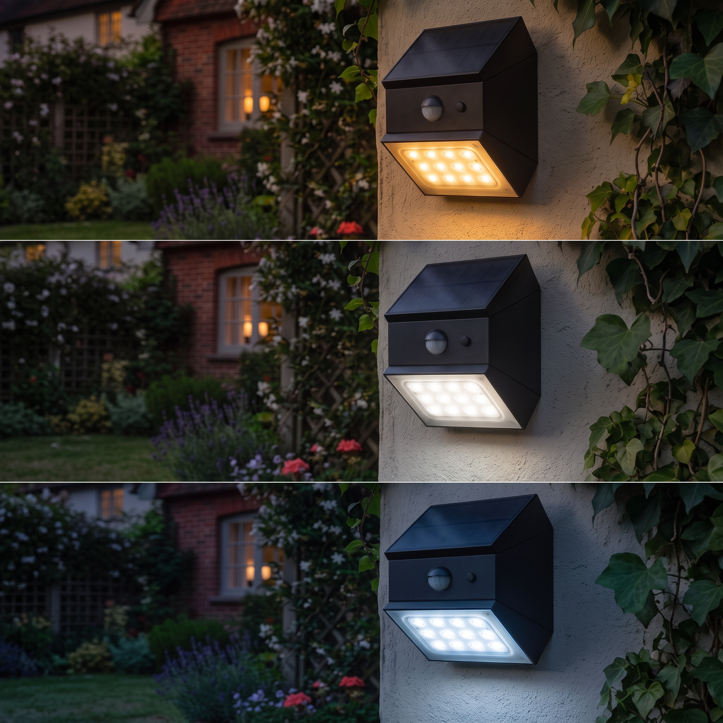 Aplique LED Solar Exterior 2W IP65 con Sensor de Movimiento y Cambio de Tono CCT