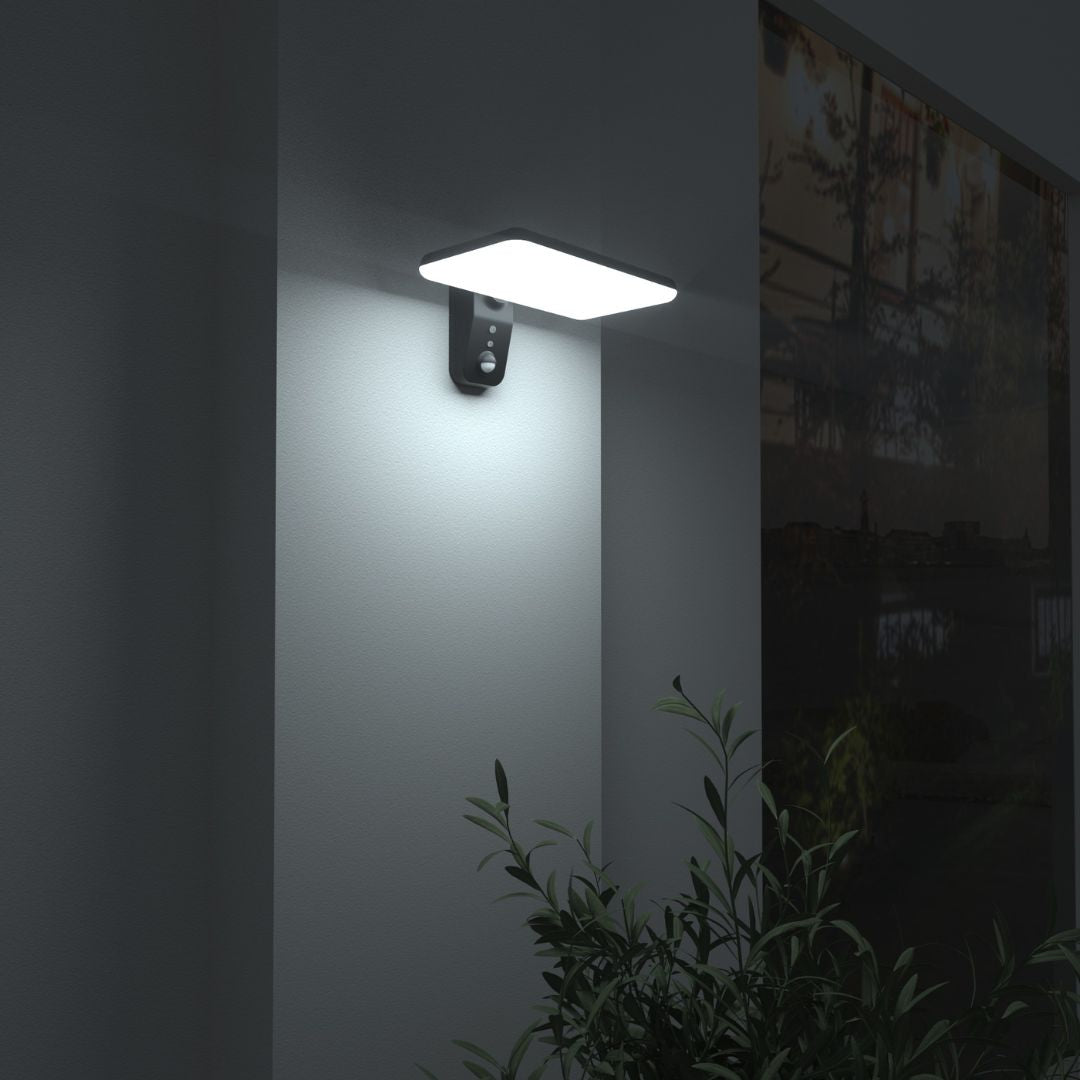 Applique Murale LED Solaire 15W avec Changement de Tonalité, Capteur de Présence et Crépuscule IP65