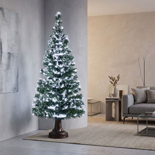 Sapin de Noël LED à Fibre Optique avec Effets Blancs