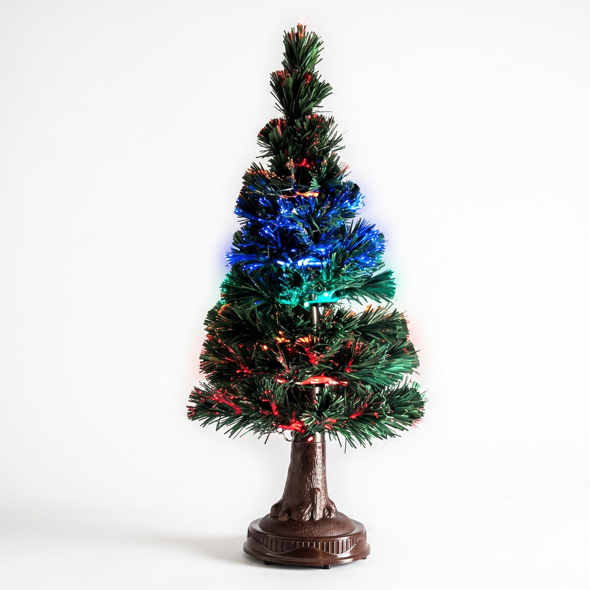 Sapin de Noël Led Fibre Optique Bleu et Rouge avec Effets 90 cm