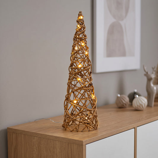 Árbol de Navidad LED Dorado 50cm, Diseño Moderno con 20 Luces Cálidas