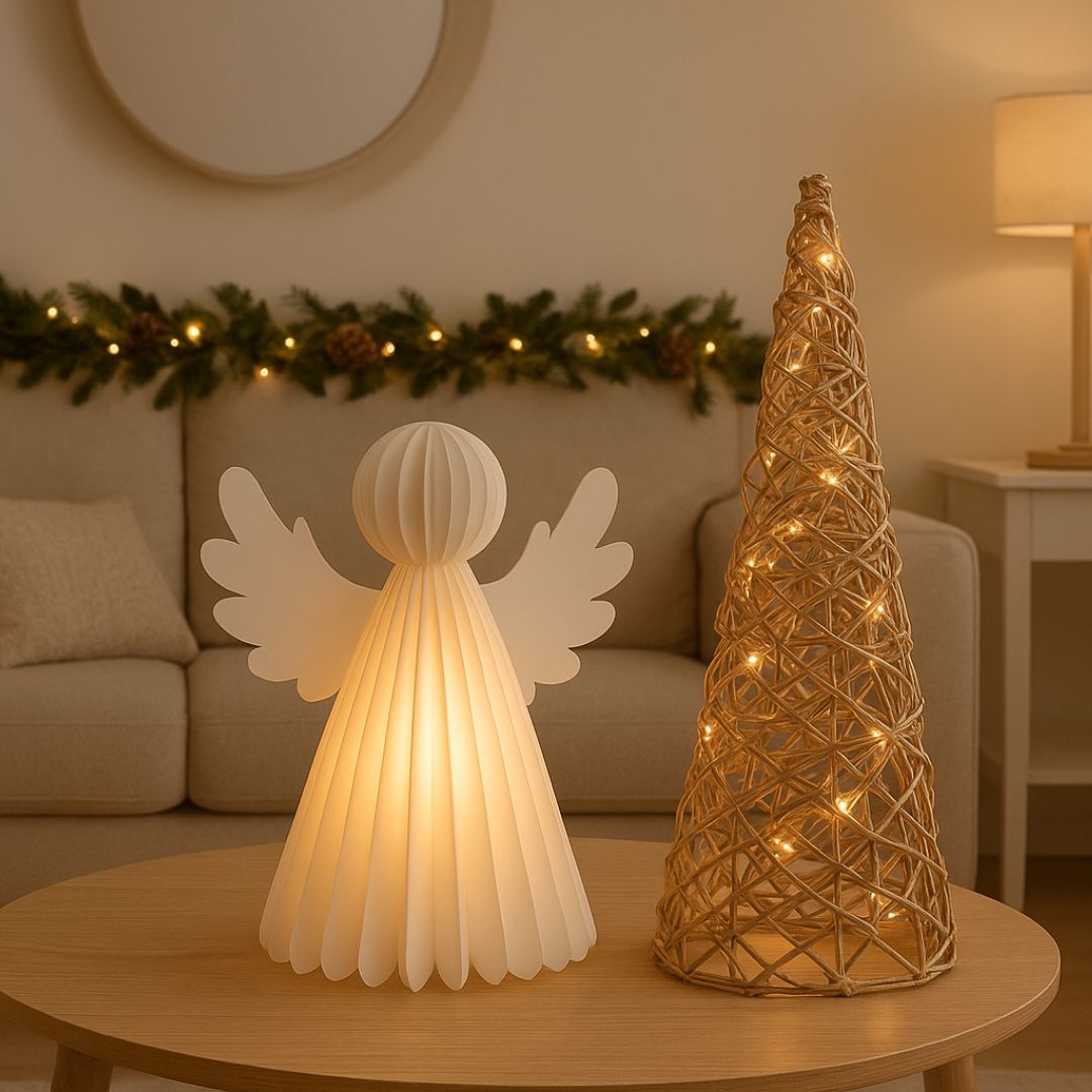 Árbol de Navidad LED Dorado 75cm, Diseño Moderno con Luces Cálidas