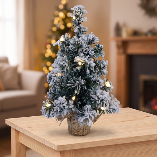 Árvore de Natal Nevada 10 Luzes Led Quentes 30cm