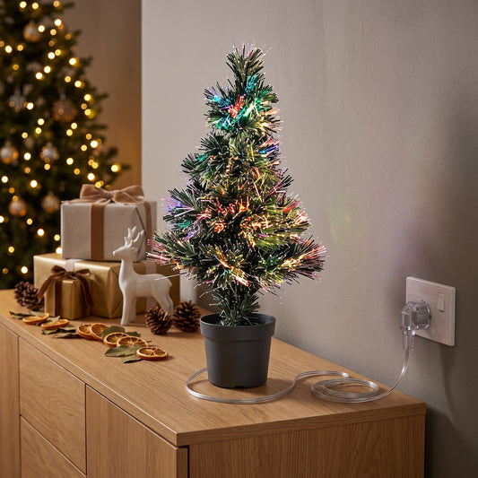 Sapin de Noël LED à fibre optique multicolore avec effets