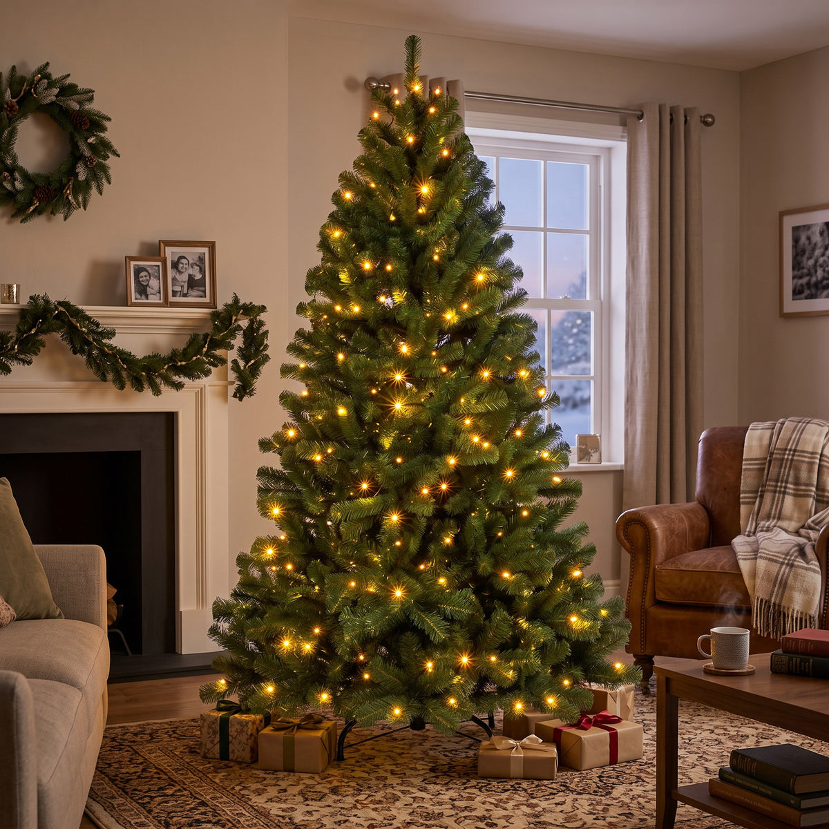 Árvore de Natal com 260 Luzes Led Quentes 180cm
