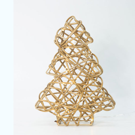 Árbol navideño 3D dorado, 48 luces LED cálidas con efecto Flicher