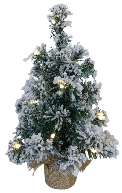 Árvore de Natal Nevada 10 Luzes Led Quentes 30cm