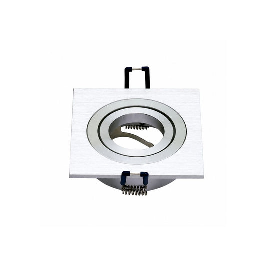 Aro Empotrable Basculante Cuadrado con 2 Aros Interiores corte 80mm Plata
