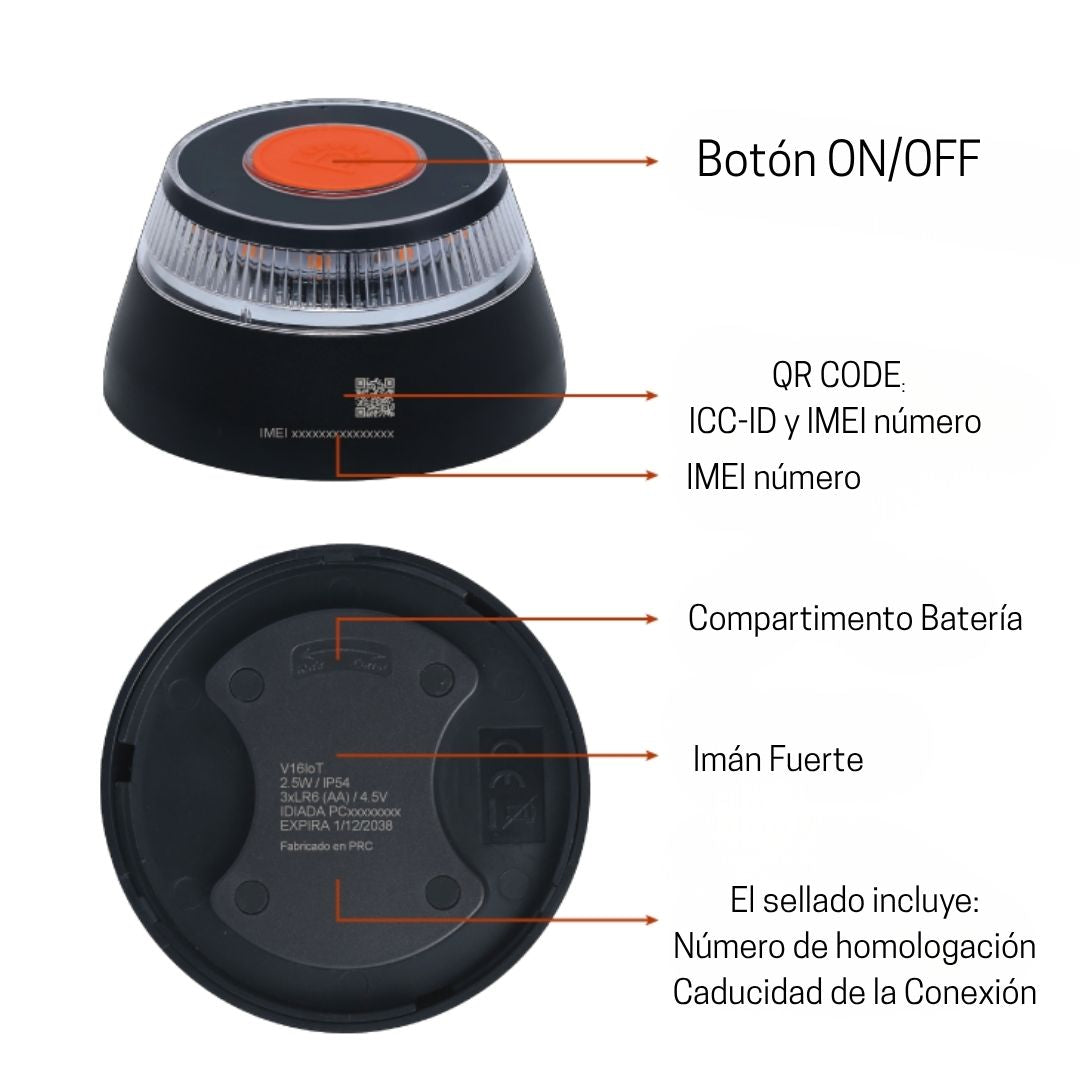 Luz de Emergência e Sinalização V16 Homologada pela DGT IP54