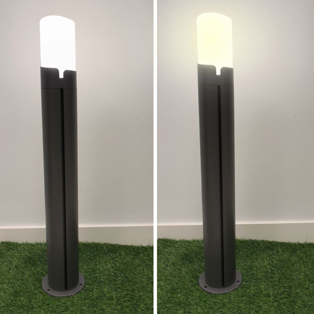 Baliza exterior E27 – Aluminio gris oscuro, 80 cm, IP54 para jardín y caminos