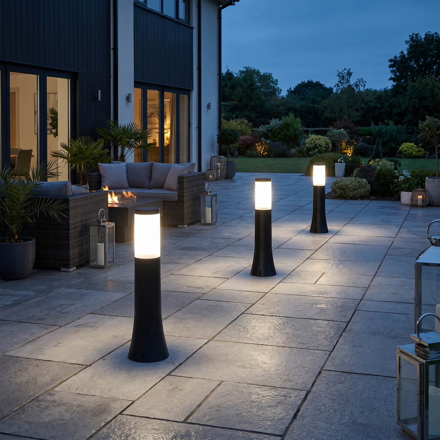 Baliza Exterior PC + PP Moderna con Portalámparas E27 - Iluminación Patios y Jardines negro 1