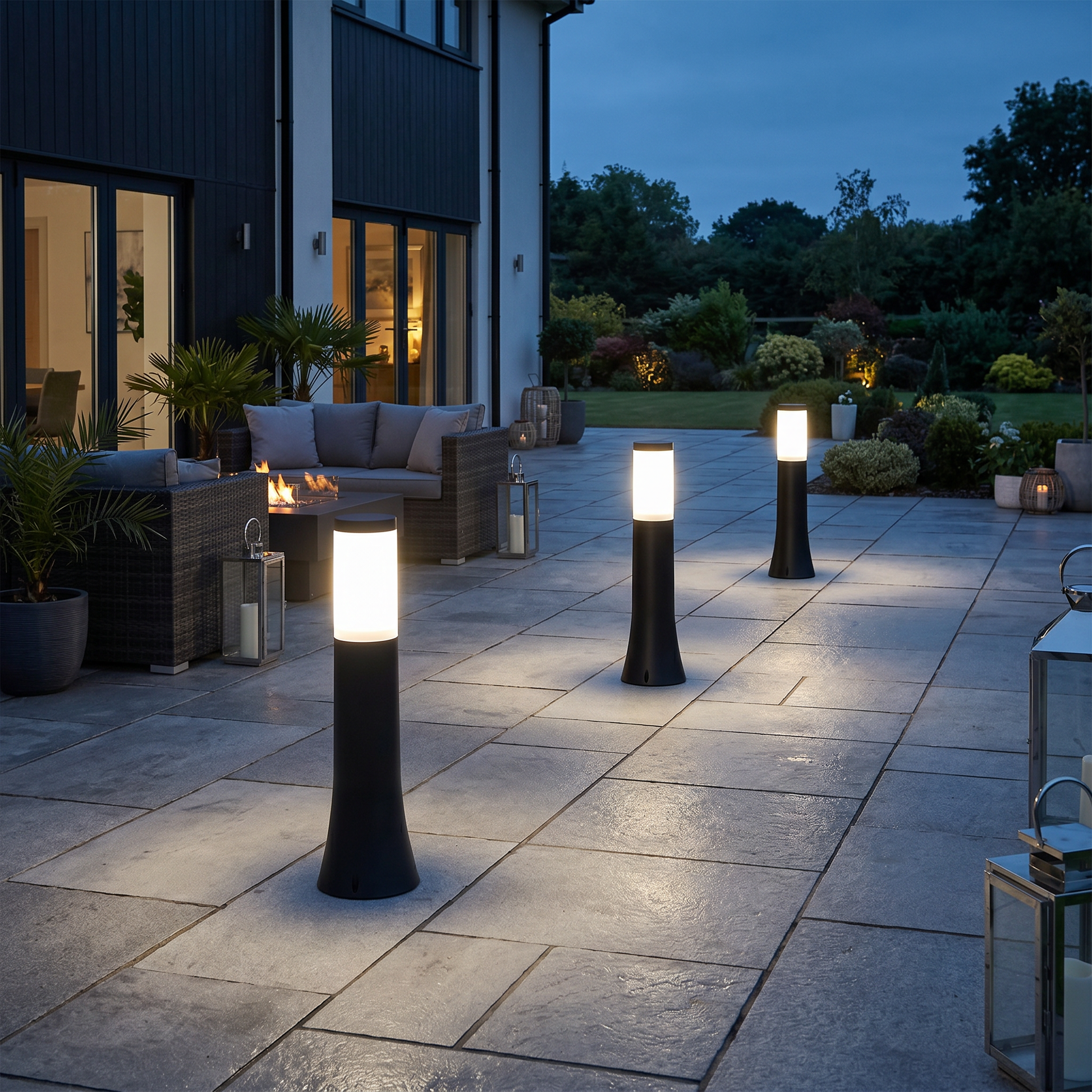 Baliza Exterior PC + PP Moderna con Portalámparas E27 - Iluminación Patios y Jardines negro 1