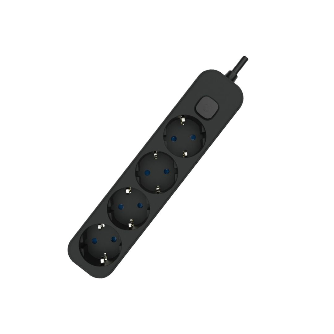 Regleta de Superficie 4 Enchufes con Interruptor y Cable 1,5 m – Blanco o Negro