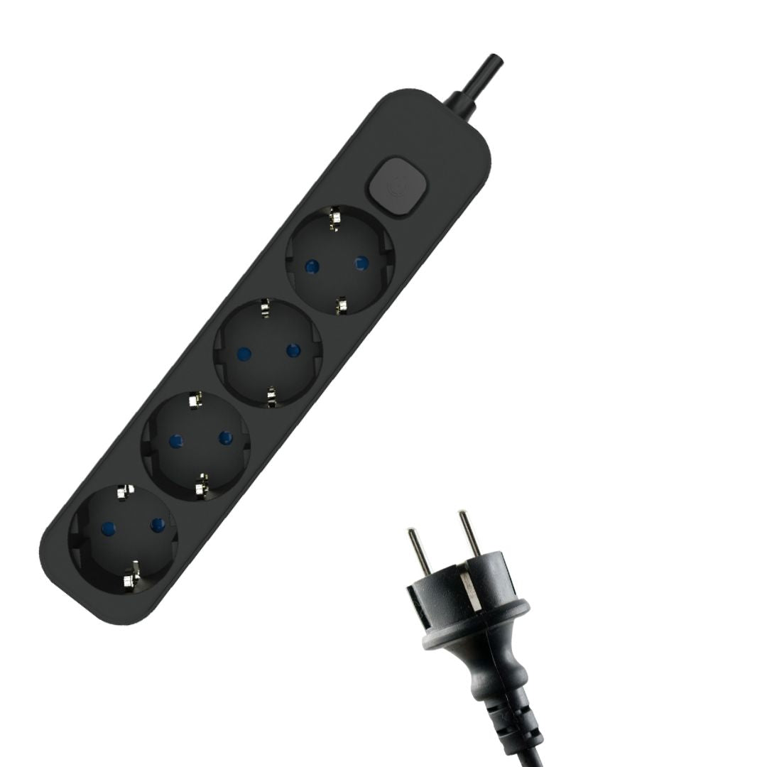 Extensão elétrica com 6 tomadas, tampa, interruptor iluminado e cabo 3x1,5mm