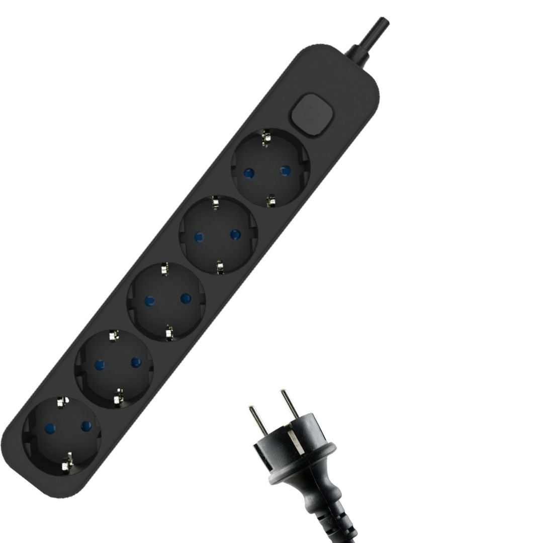 Extensão elétrica com 6 tomadas, tampa, interruptor iluminado e cabo 3x1,5mm